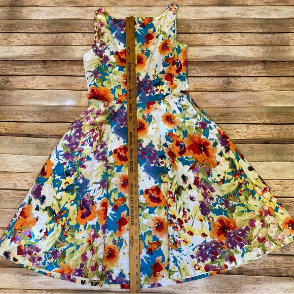 NWOT Black Label by Evan Picone Multicolored Floral Sleeveless Lined Dress Size8 - Picture 11 of 13